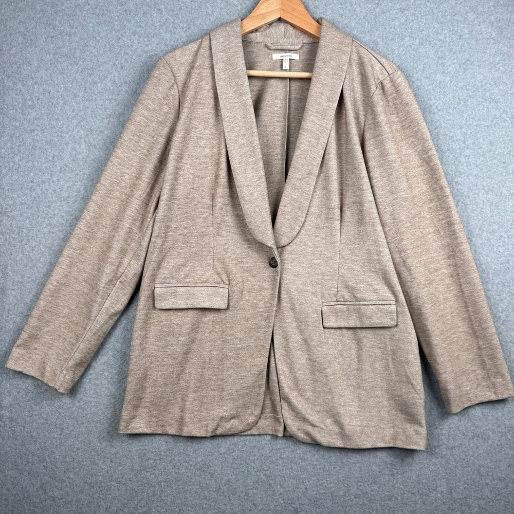 Maurices Blazer Womens Large Beige Knit Single Button Career Casual Work Unlined